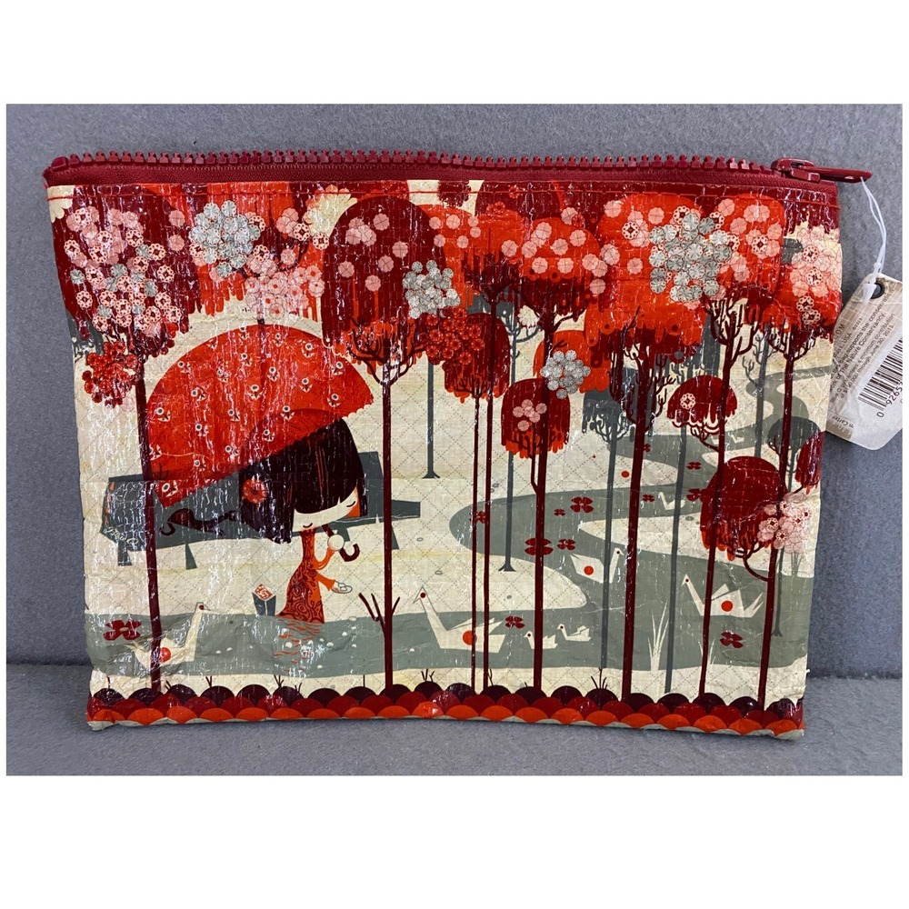 Blue Q Origami Zipper Pouch Red Recycled Material Jim Carter Illustration QA229